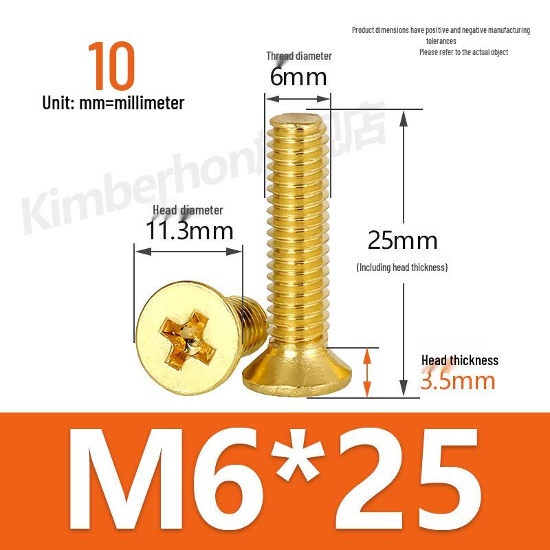 Copper Phillips Countersunk Head Machine Screws, Sizes M2–M4, Lengths 6/8/10/12mm