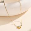 EFFIE QUEEN Stainless Steel 18k Gold Heart Cut Zirconia Pendant Necklace Romantic Jewelry for Women Valentine's Day Gift STKN13