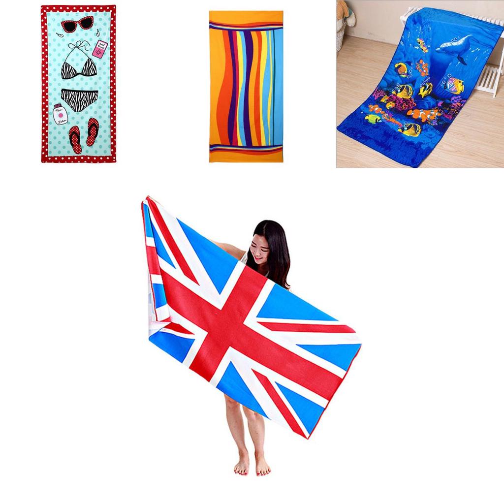 Microfiber Beach Towel With Active Print Fast Drying For Adults