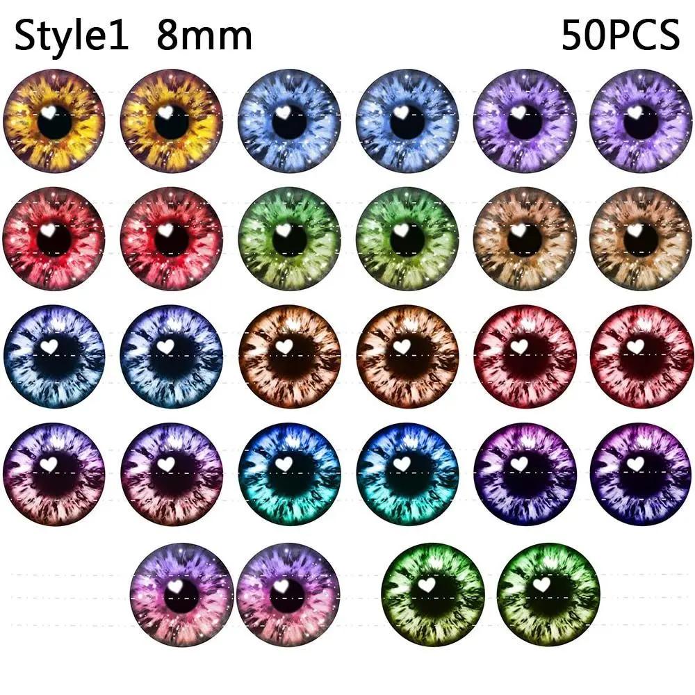 25Pairs 6/8/10mm Doll Glass Eye Round Dragon Cat Eyes In Pairs Flatback Cabochons Decoration Keychain DIY Accessories