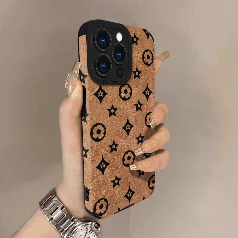 Vintage Pattern Lambskin Leather Phone Case For iPhone 17 Pro Max Air 16 16e 15 14 13 12 11 Pro Max Plus X XS MAX XR Back Cover