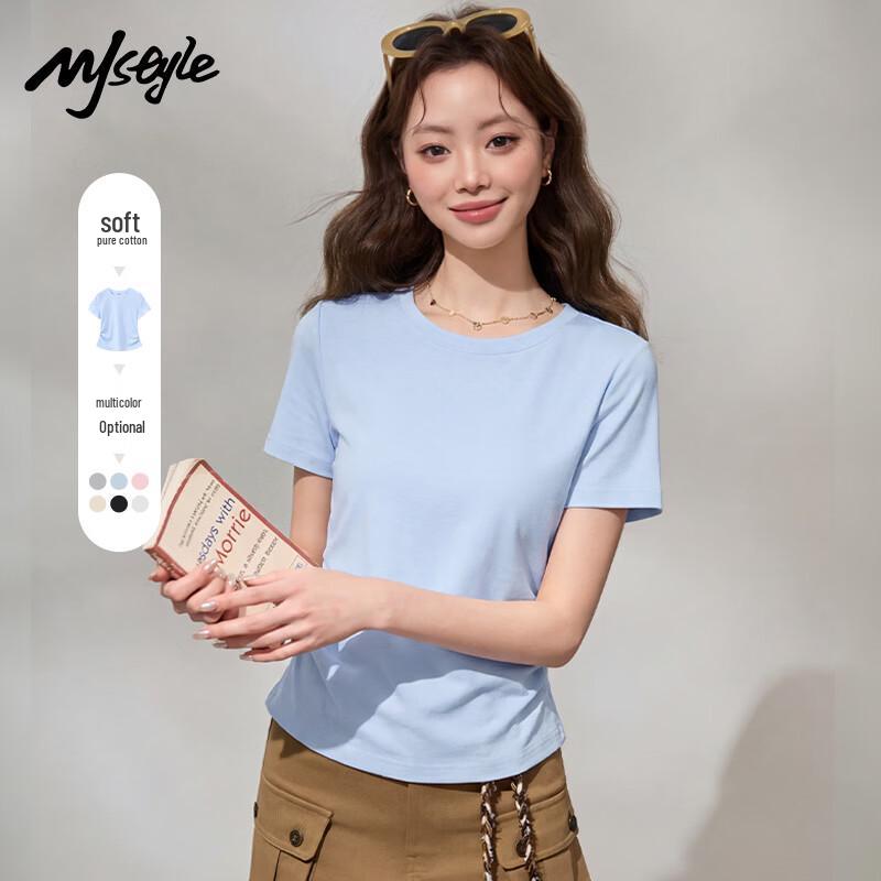 MJ Style Women s Short Sleeve Slim Fit Pleated T-Shirt M