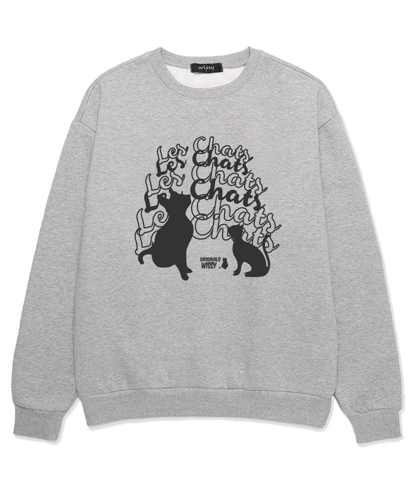 Wissi Cat Chatting Oversized Sweatshirt (Wls013) White (B Type)
