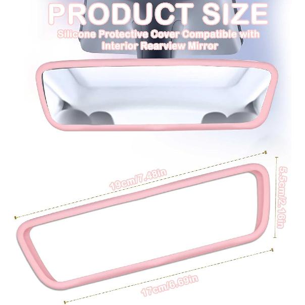 Rückspiegelabdeckung Zubehör, Auto Schutzrahmen Silikon Automobil Spiegelrahmen Kompatibel mit Modol 3 Y, Rosa Auto Zubehör (Rosa)