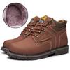 Winter Men Ankle Work Shoes Boots Leather Outdoor Working Shoes Plush Warm Werkschoenen Botines Hombre