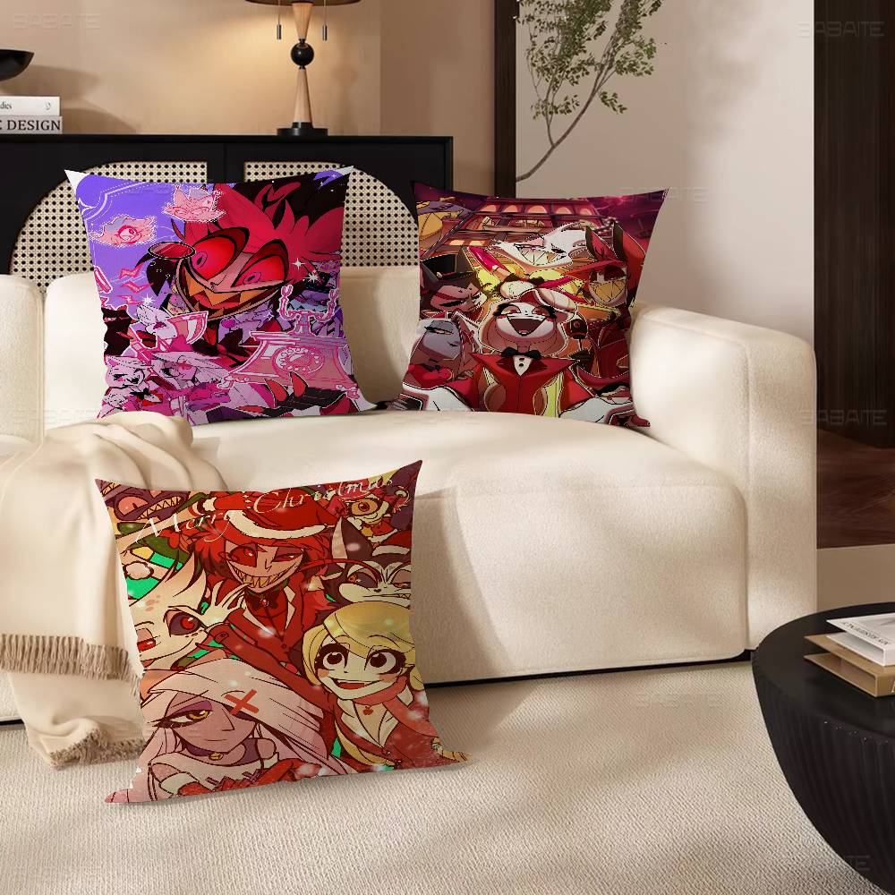 C-Charlie H-Hazbin Pillow Covers Cartoon Sofa Decorative Home Double-sided Printing Short Plush Cute Cushion Cover