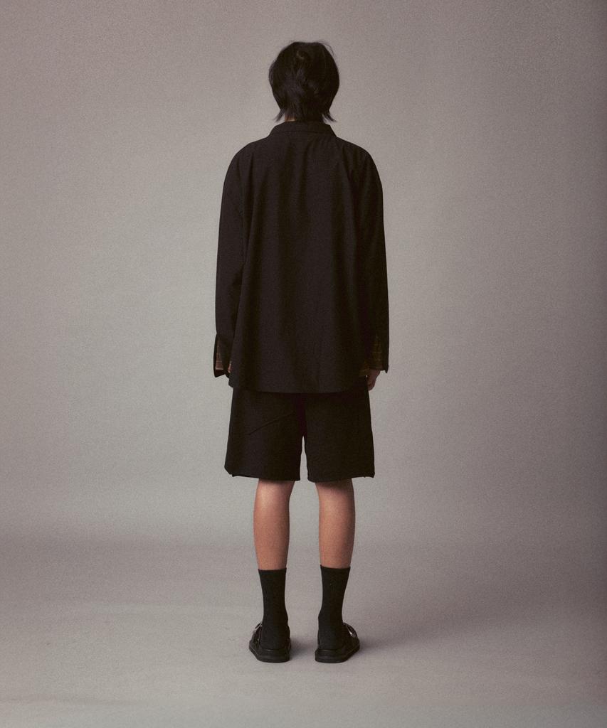 Kodeu Decorative Button Zipper Shirt_Bk