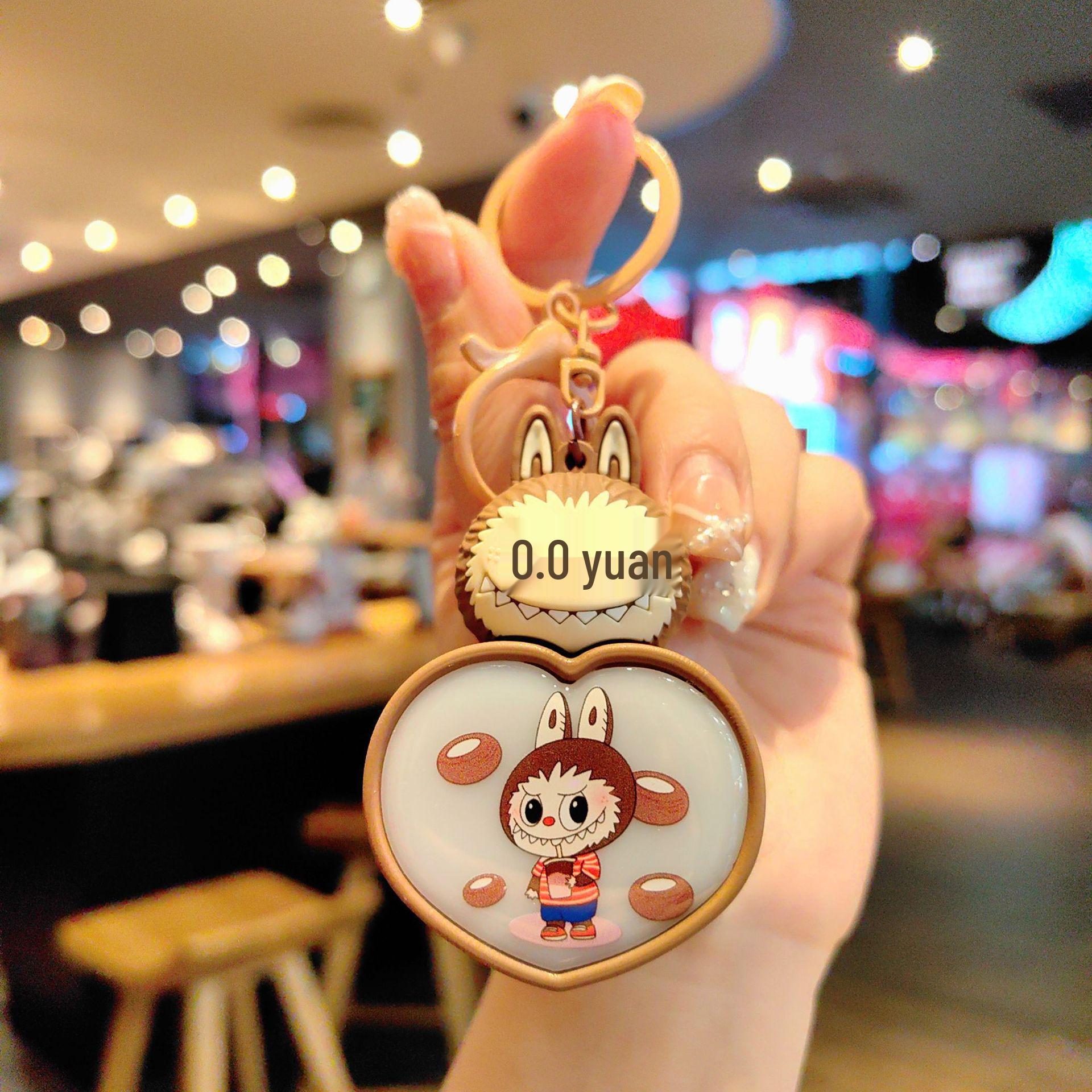 Кросс-бордер Мультяшная Овечка Сердечко Ночник Брелок: Милый кулон для студенческой сумки и подарок из автомата с игрушками коричневый