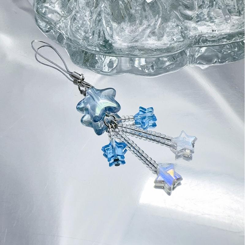 Star Bead Tassels Pendant Phone Charm Hanging Rope Cute Phone Chain Strap Bag Decoration Lanyard Keychain Accessories