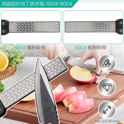 Sammenleggbart dobbeltsidig diamantbrynesett, praktisk knivsliper for overflatebehandling, sliping av kniver og kjøkkensaks, vifteformet og sammenleggbart
