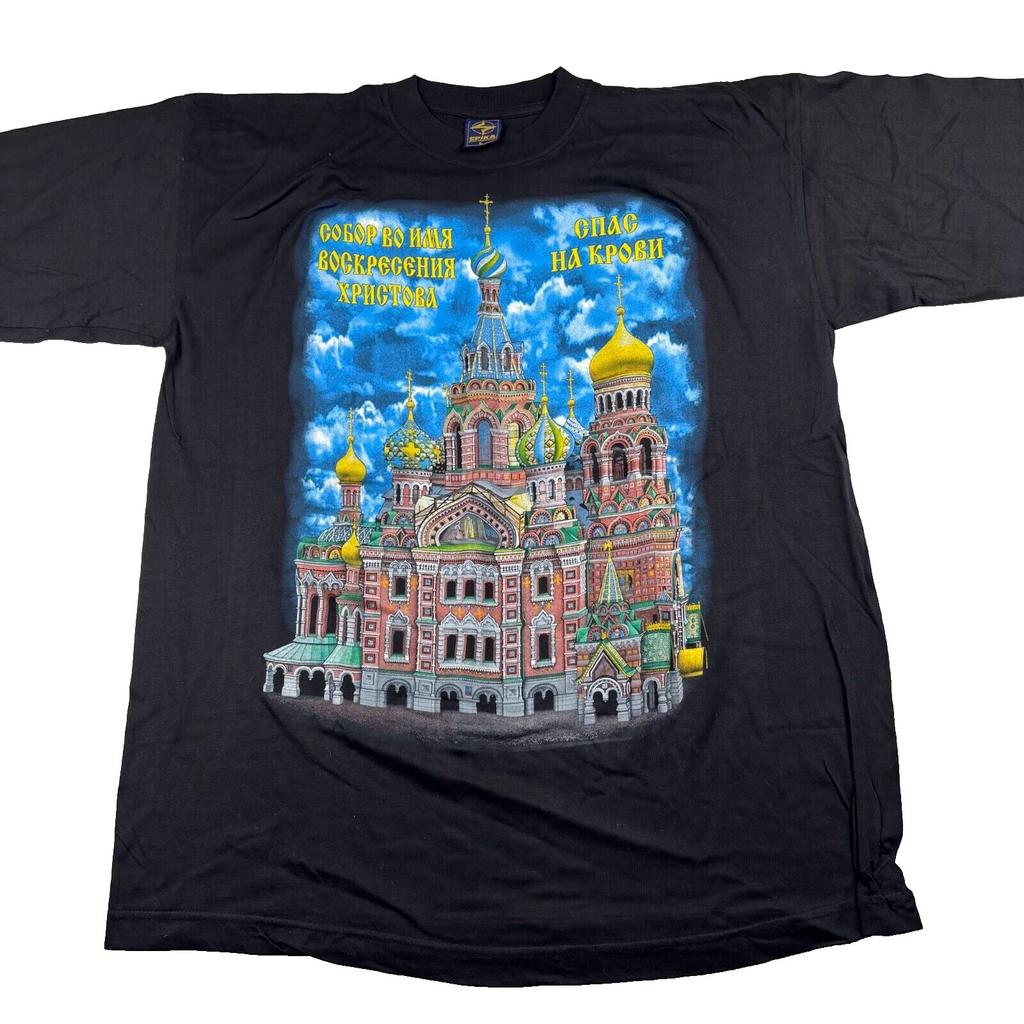 Spika Black T-Shirt Men's Large Church Of The Savior On Spilled Blood Unisex T-Shirt