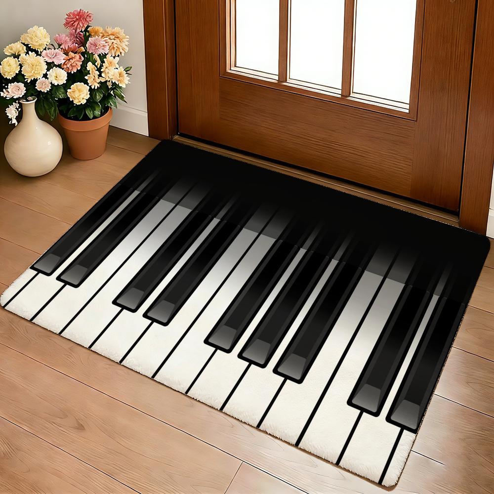 Muzieknoot Piano Patroon Vloermat Gezellige Flanel Zacht Dik Antislip Mat Voor Woonkamer Slaapkamer Keuken Decor Vloerkleden