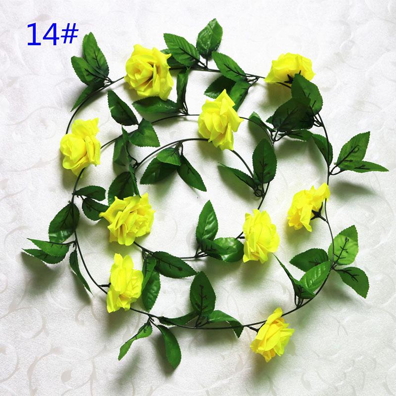 

Silk Long 24m Rose Fake Flower Ivy Vine Leaf Garland Wedding Party Decor Home 14# 9 Head Yellow