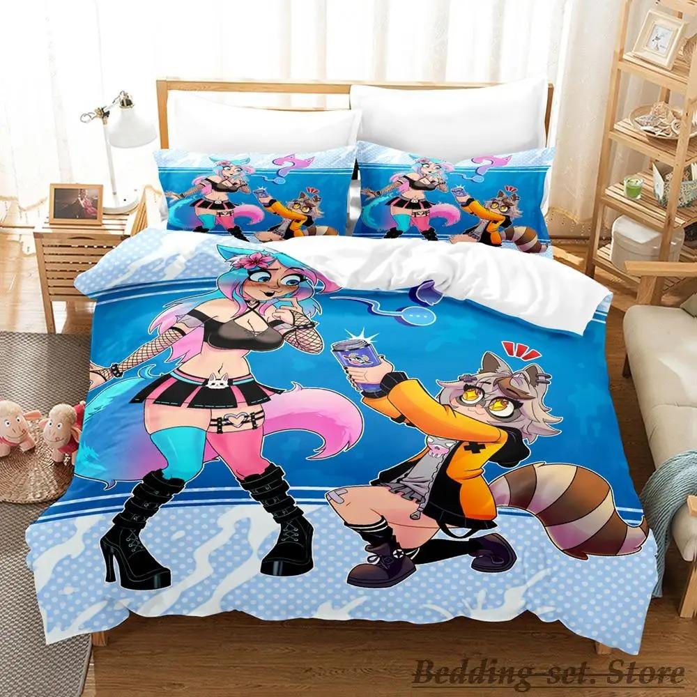 Sexy Girls Silvervale VTuber Bettwäsche-Set Einzelbett Twin Full Queen King Size Bettset Erwachsener Kind Schlafzimmer Bettdeckenbezug-Sets Anime