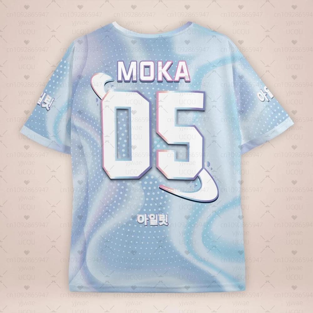 Mężczyźni kobiety Modny T-shirt z okrągłym dekoltem i krótkim rękawem ILLIT MINJU Fani Letni T-shirt Lekki Sportowy Codzienny T-shirt Oversizeowy Sportowy T-shirt