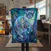 Blue green puppy goat Print Flannel Blanket,High quality Comfortable for All Seasons,Home Decor,Warmth and Comfort,Perfect for Christmas Gifts