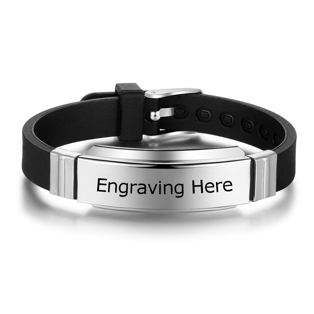 Personalized Stainless Steel Bracelets Bangles Punk Jewelry Diy Name Engraved Bracelets (Ba102442 )Punk Jewelry