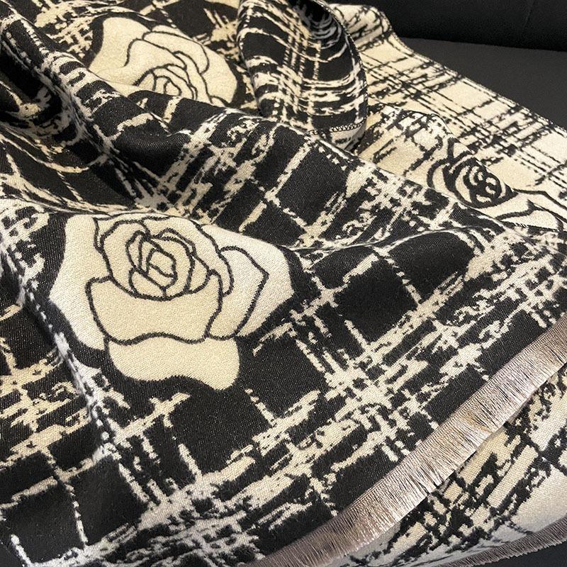 Autumn and winter new rose imitation cashmere scarf warm fashion versatile air conditioner shawl