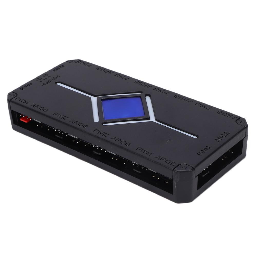 ARGB PWM Fan Hub Controller 3 Pin PC Fan Controller Support Up to 18 Fans Magnetic Design Serial ATA Power Cable Black