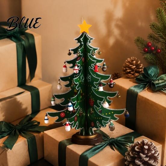 Mini Xmas Tabletop Decor with Lights Wooden Christmas Tree Advent Calendar 2026 24-Day Interactive Gift for Kids Ornaments Countdown Holiday