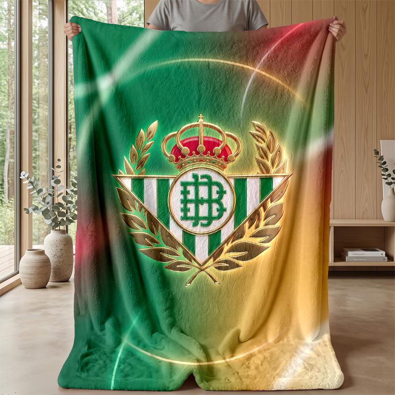 Real Betis Football Print Flannel Blanket, Soft Warm Lightweight Throw Blanket for Sofa Bed Camping