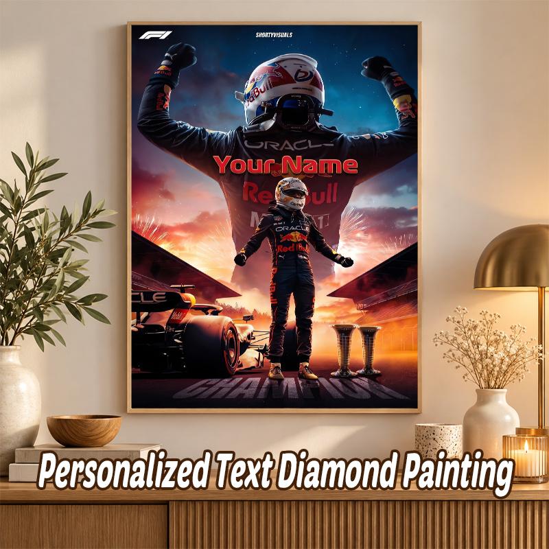 Max Verstappen Custom Name Text 5D Diamond Painting Kit DIY Full Drill Diamond Art Decoration