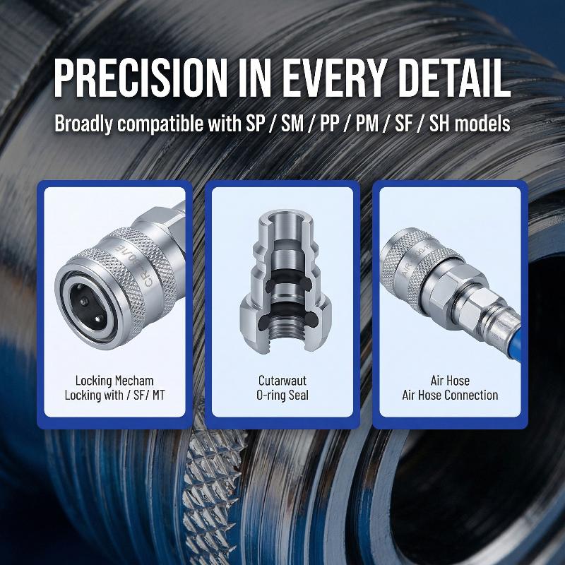 C Type Quick Connector Pneumatic Fitting Hose Coupler Plug High Pressure Durable Socket for Air Tool Maintenance