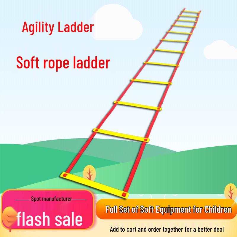 

Agile Soft Ladder: Speed Rope Ladder for Football, Footwork, and Kindergarten Hopscotch Training. 6m, 12 rungs