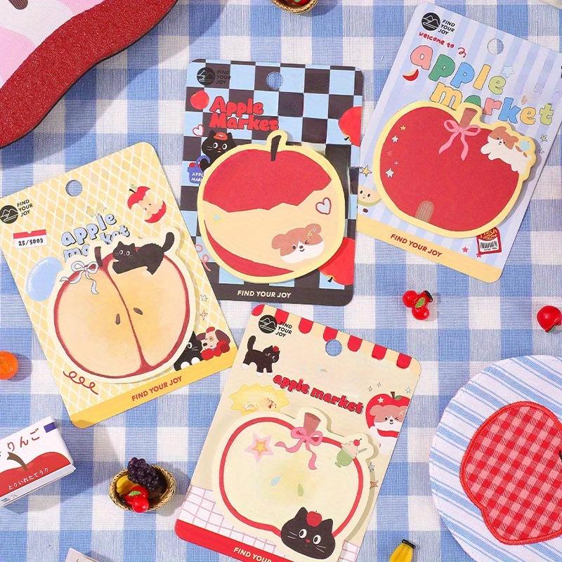 

120 листов блокнота в форме яблока с липкими заметками, самоклеящиеся блокноты, забавные липкие блокноты для школьного домашнего использования 4 Pads