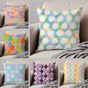 Colorful Bright And Warm Sun Moon Flowers Cushion Cover Throw Pillow Cover Hidden Button Durable Polyester Chair Cushion