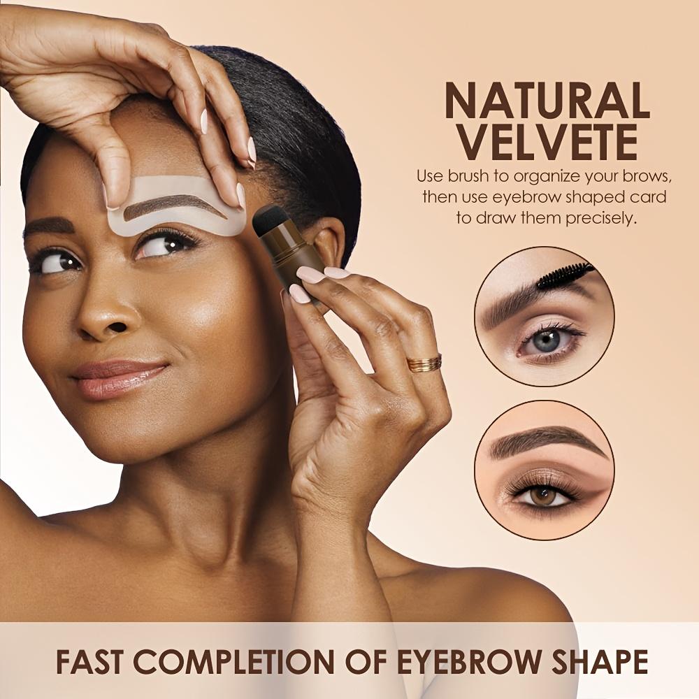 Eyebrow Definer Powder Stamp Makeup with 8 Reusable Stencils Long Lasting Hairline Shadow Powder Hair Chalk Hair Fluffy Powder