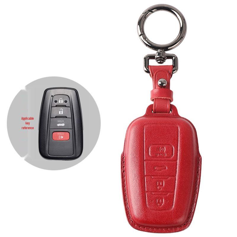 Genuine Leather Retro Key Case for 2021 Toyota Avalon Hybrid