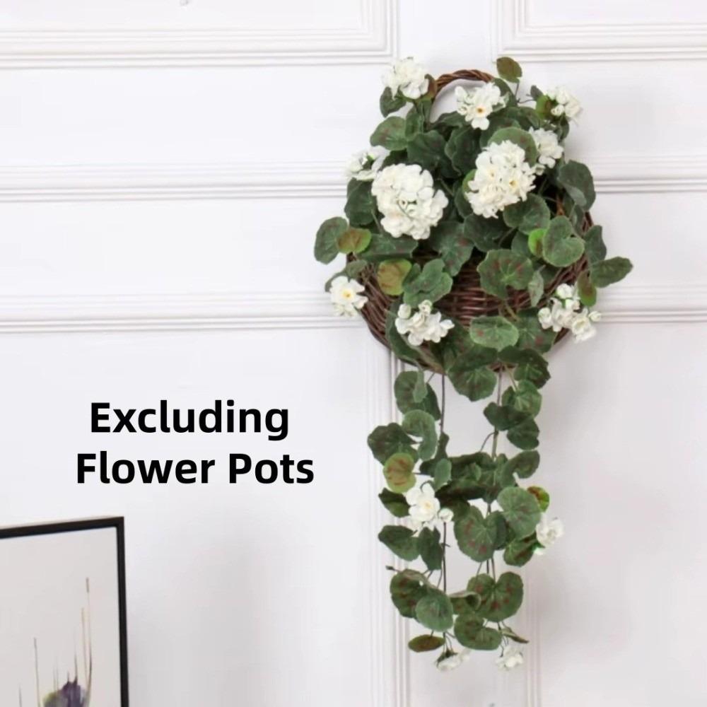 

Realistic Artificial Geraniums Home Farmhouse Hanging Trailing Plants New Faux Flower Arrangement белый