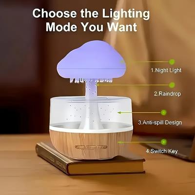 Regenwolken-Luftbefeuchter und Aromatherapie-Diffusor mit einstellbaren LED-Farbwechselleuchten, USB-betrieben, leiser Betrieb, für Schlafzimmer, Büro, Wohnzimmer