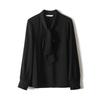 Women's Versatile Chiffon Bow Tie Lace Long Sleeve Shirt