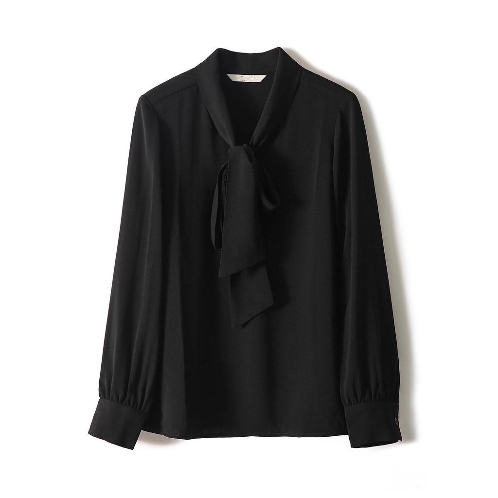 Women's Versatile Chiffon Bow Tie Lace Long Sleeve Shirt