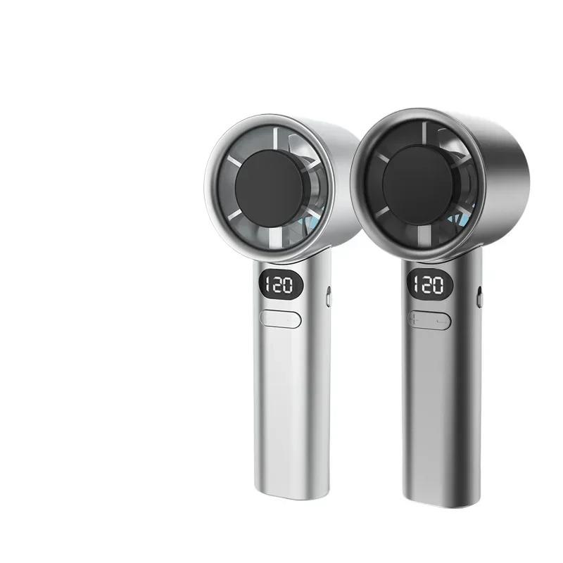 Mini Handheld Fan Mute Handheld Fan 4 Speeds Adjustment Air Calculating Fan With Power Display Portable Handheld Fan