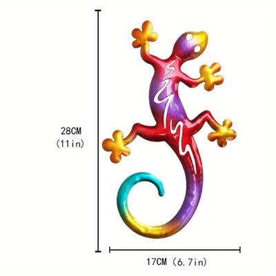 Hierro Calado Lagarto Colgante de Pared Hogar Artesanía en Metal Decoración de Pared Gecko Colorido Arte Decorativo