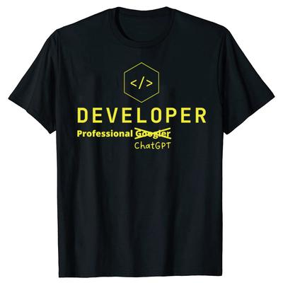 Funny ChatGPT Developer Classic Graphic 100% Cotton T-shirt Men Women's Fashion Casual Tshirt Loose Oversized Streetwear T Shirt