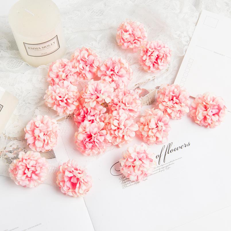 Artificial Flowers Ball Material Silk Carnation Wedding festival Decorative Wreath Home vase table Bride Brooch DIY gift props