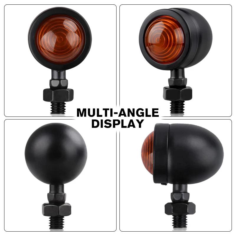 Motorcycle Led Turn Signal Light Direction Indicator Lamp Bullet Chrome Amber Moto Front Lamp Tail Light 12V Universal 1 Pair
