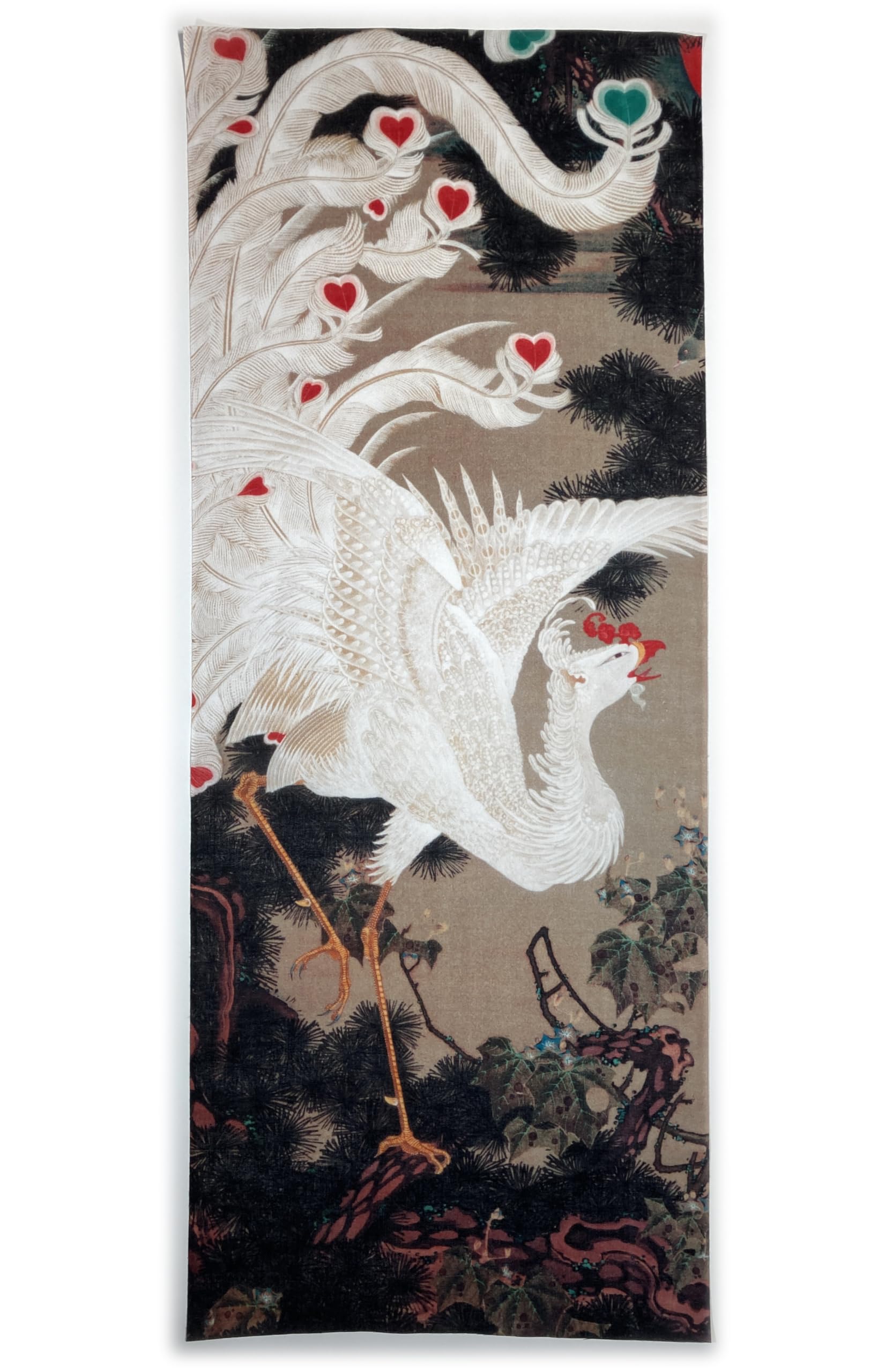 

Ukiyo-e hand towel from across the ages: Old Pine Tree and White Phoenix by Ito Jakuchu