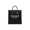 Bolsa Tote de Lona com Estampa de Logo de Letras Rive Gauche e Couro de Bezerro YSL Masculina Bolsas Tote Preto 632539-FAAVR-1070
