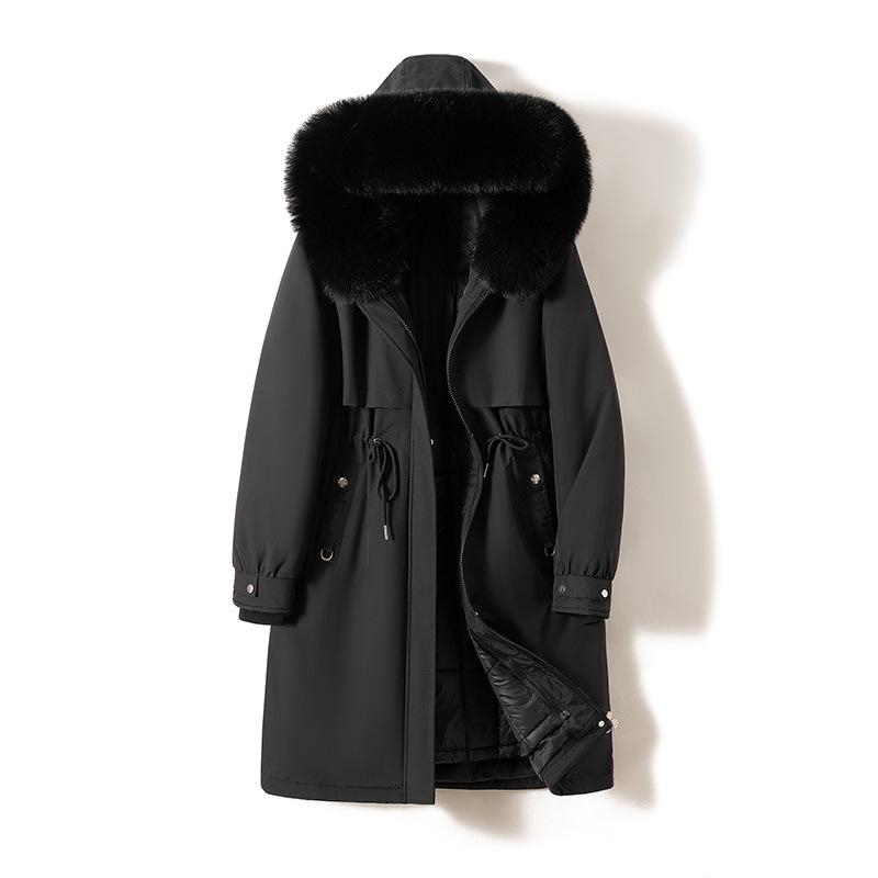 New Fur Integrated Cotton Jacket for Women Mid-length Thickened Winter Outdoor Park Overcoat Coat