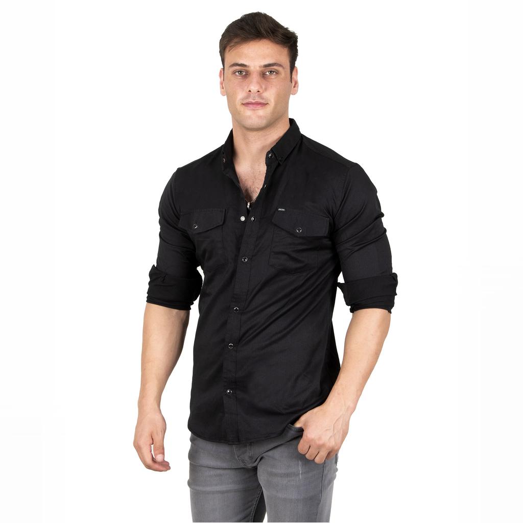 DeepSEA Herren-Hemd aus gestricktem Stoff mit Druckknopf und doppelter Tasche 2300415