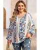 Azura Exchange Printed Split Neck Blouse