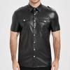 Men's Short-Sleeve Custom Street Style Button-Down Shirt Motorcycle Jacket for Parties, Daily Wear, and Club Outfits