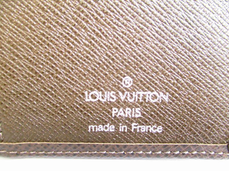 Authentic LOUIS VUITTON Dark Brown Taiga Leather Long Wallet Portefeuille Brazza #9498  Refurbished