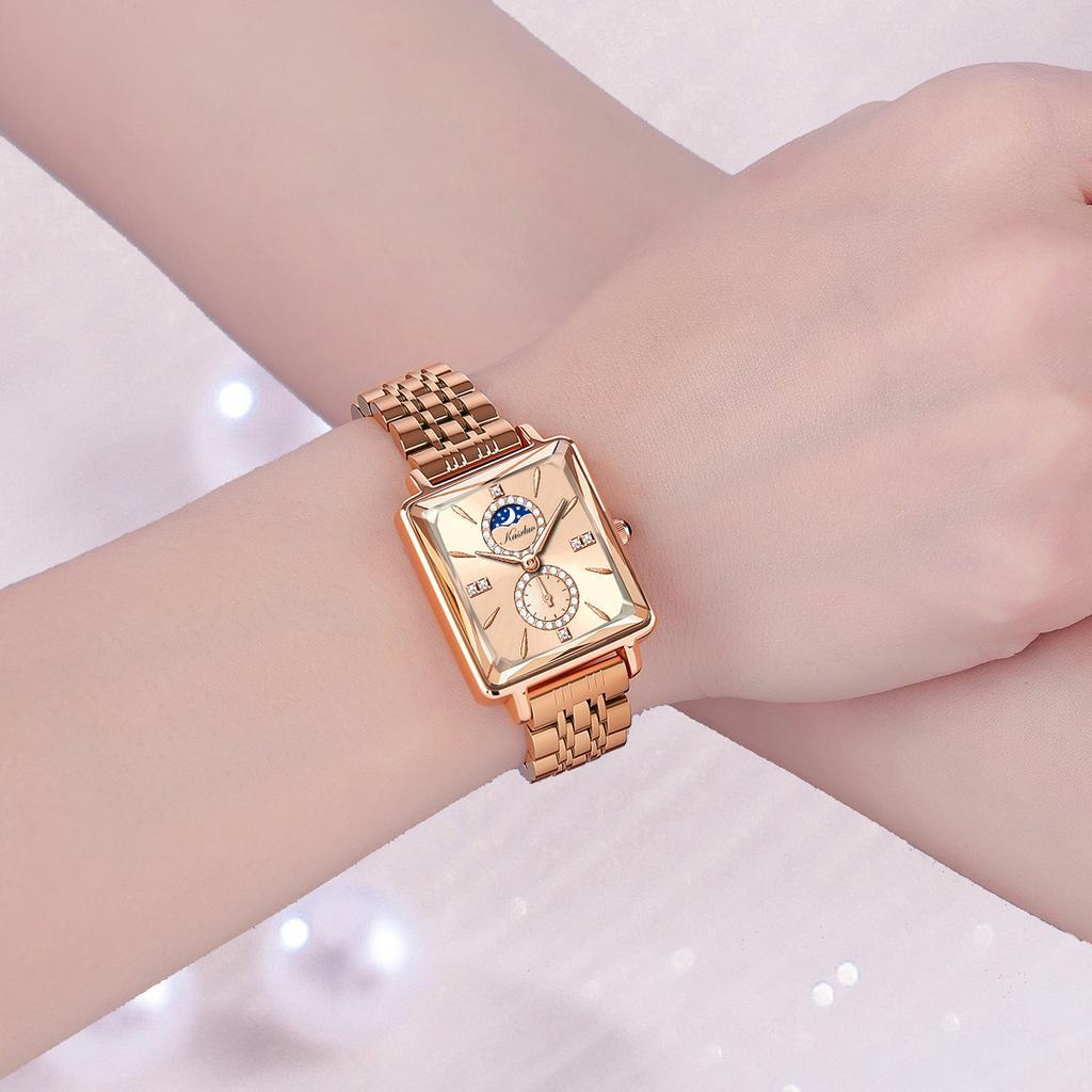 Kleine quadratische Uhr Damen Uhr Nische Leichter Luxus Quadratisch Wasserdicht Mode Vielseitiger Wind Fortschrittliches Gefühl Quarz Uhr