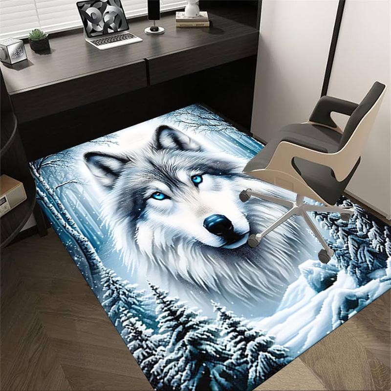 

1PC Wolf Snowy Forest Extra Large Non-Slip Floor carpet, Office, family, bedroom, Studio - Large Area RugJ0323 60cm by 90cm